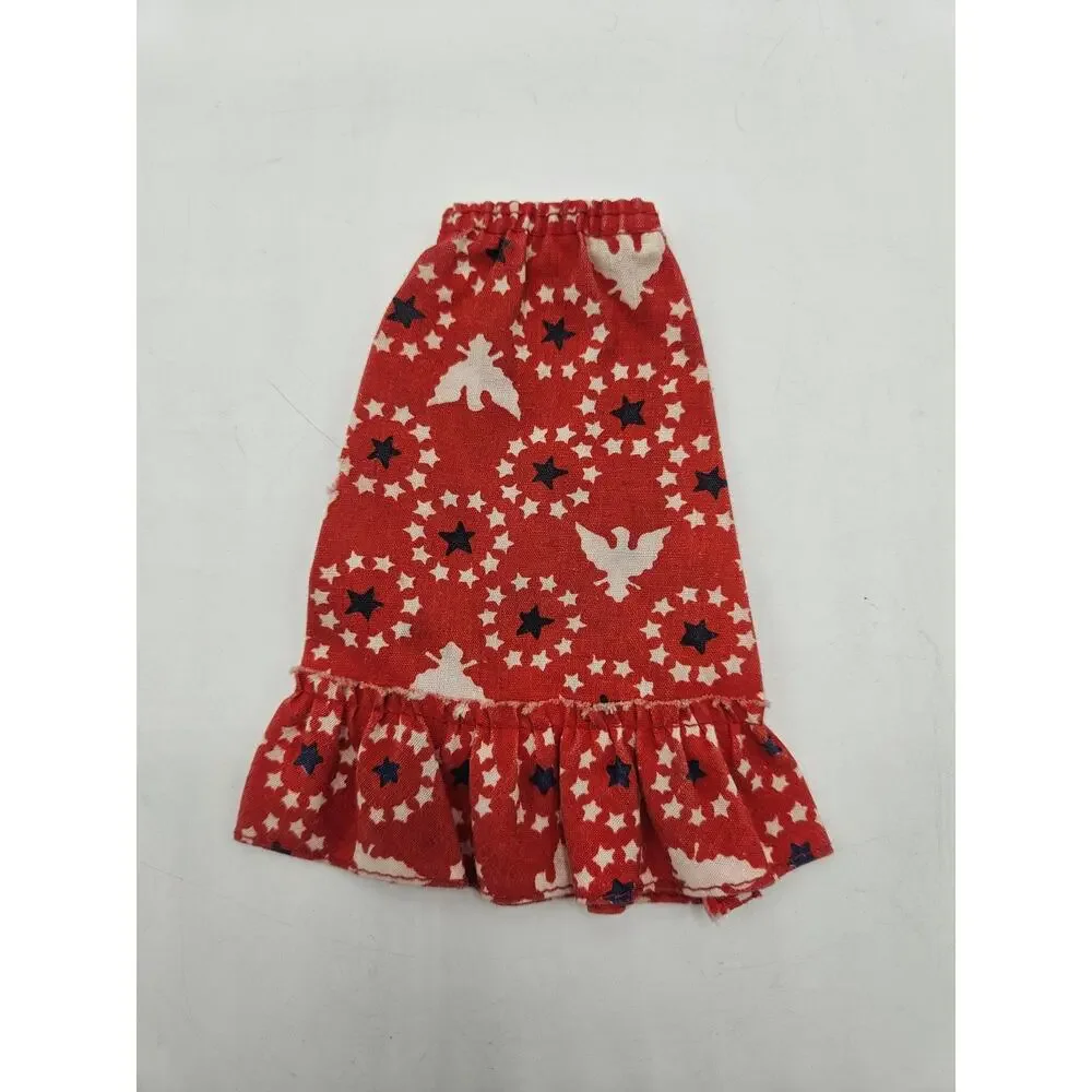 Vintage 1976‎ Barbie Red White Blue Eagle Bird Stars Print Skirt Mod #9161